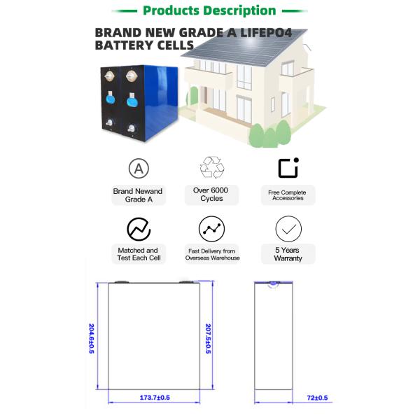 3.2V 280Ah Lifepo4 Cell EV LF280K Lithium Ion Battery For Solar Energy Storage System