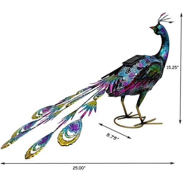 Outdoor Solar Metal Peacock Statue solar powered craft lights Backyard Party Wedding Decor