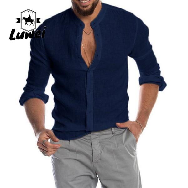 Casual Men Shirts Apparel Cotton Single Breasted Long Sleeve Print Shirts