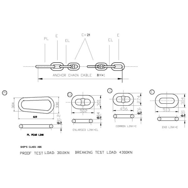 OCIMF Single Point Mooring Chafing Chain For Towing Ship Towing Equipment