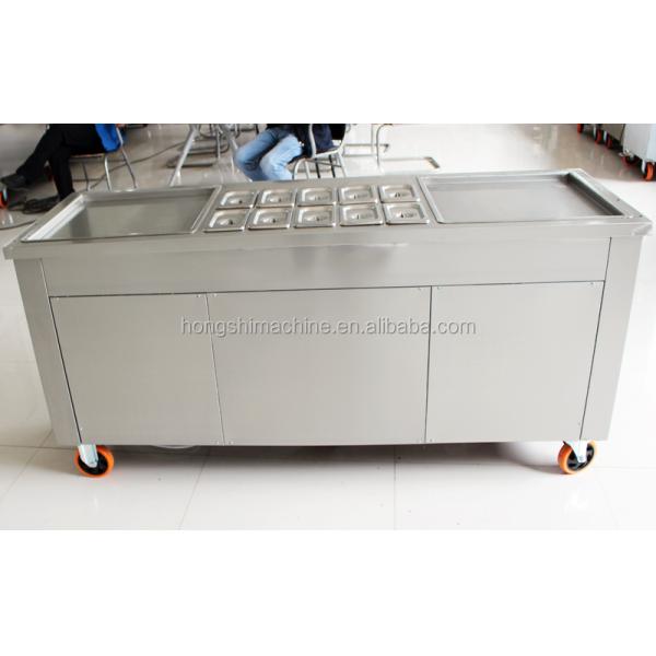 Stainless steel double square pan fried ice cream roll machine Commercial flat pan fry ice cream roll machine