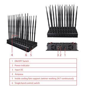Quality 45W 22 Antennas Wireless Signal Jammer 40m Remote Control Infrared for sale
