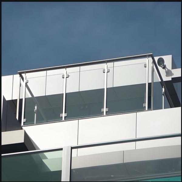Modern Toughened Glass Balcony Railing Windproof Custom Sizes