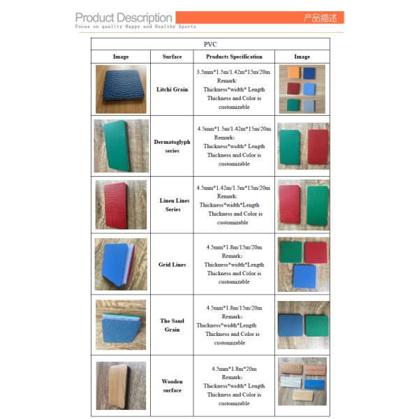 Anti-Slip Waterproof PVC Sports Flooring Sport Court Eco-Friendly