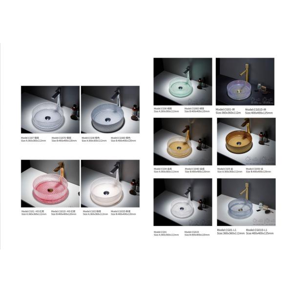 Diamond Texture Crystal Clear Glass Basin Sink Bathroom Sanitary Ware Italian Style Artistic