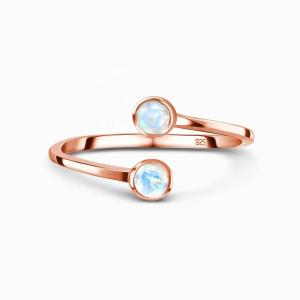 Rainbow Moonstone Engagement CZ Rings 925 Sterling Silver