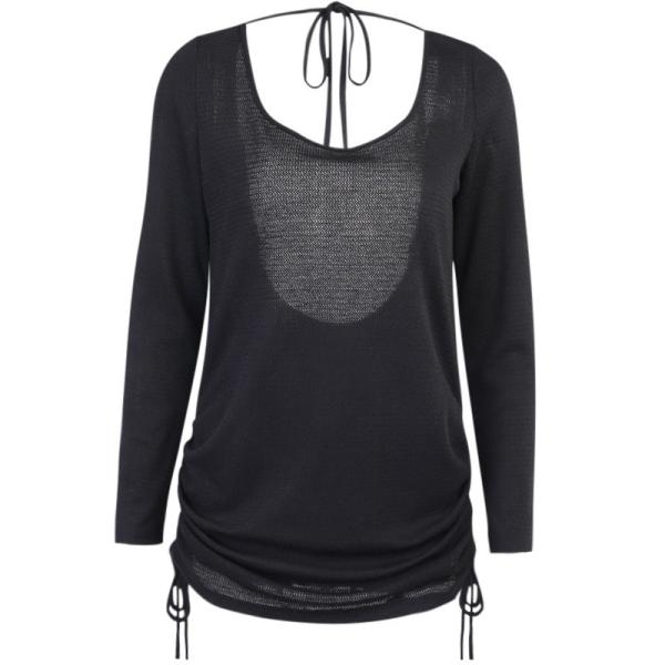 Autumn Halter Neck Sexy Black Long Sleeve Dress Backless Knitted