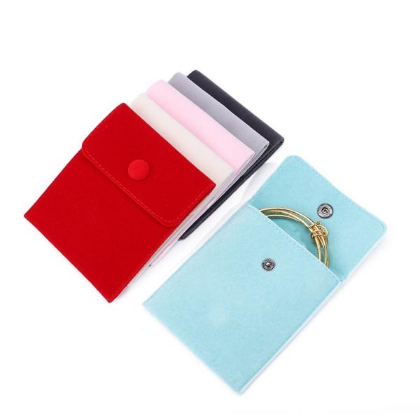 Elegant Luxury Noble Eco Friendly Biodegradable Velvet Jewelry Velvet Bag Snap Button Jewelry Bag Jewelry Bag Necklace Bracelet Ring Jewelry Packaging