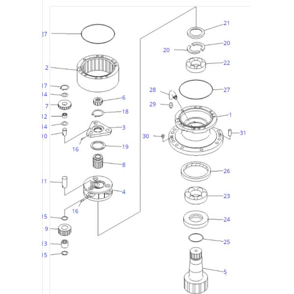 Excavator swing reduction PC138 22B-26-01130 excavator swing gearbox