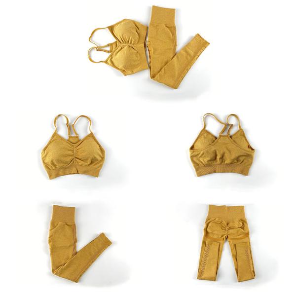 Seamless Yoga Workout Clothes Compression 2 Piece Set Hip Lifting Leggings Crop Top