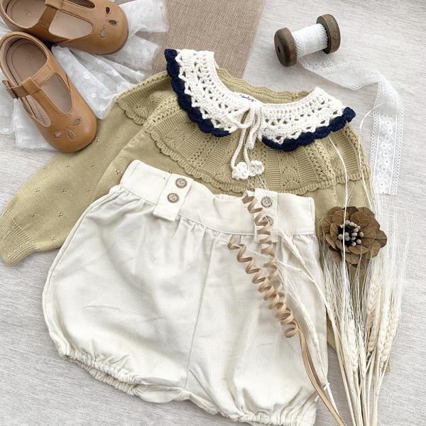 Y-F Hand Crochet Baby Girls Lotus Ruffle Lace Doll Neck Fake Collar for Girls