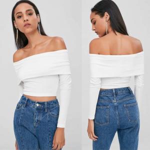 Quality Spring New Design Off The Shoulder Crop Top Long Sleeve for sale