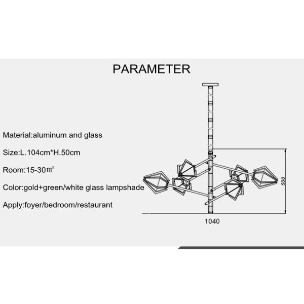 Diamond Chandelier Emerald Green And Milky White Glass Shade Harlow Chandelier(WH-MI-370)
