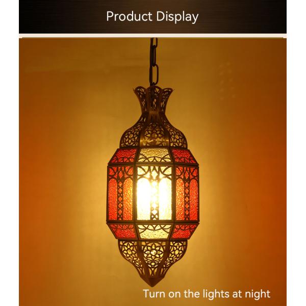 80 Ra LED Copper Chandelier Stained Glass Lamps for Arab Muslim Vintage Style Hotel Villas Home Lighting Decoration