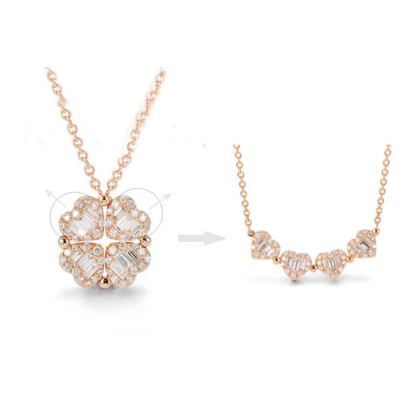 4 Clover 18K Gold Diamond Necklace 14.5mm 1.08 CT Womens