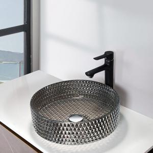 China Chromed Finish Crystal Sink Bowl Elegant Bathroom Vanity Countertop Sink on sale
