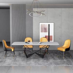 ceramic Metal Cross Leg Dining Table , Rectangle Cross Extension Table