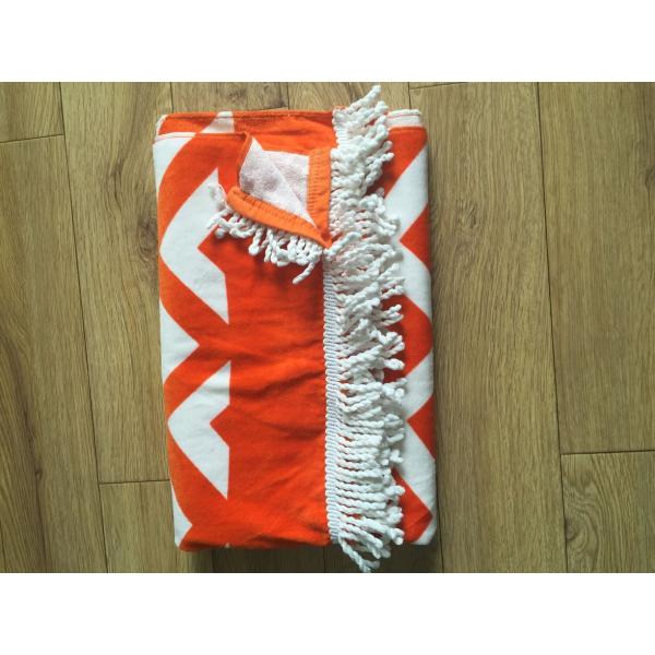 100% Cotton Extra Large Custom Printed Rectangle Beach Towel with Tassels wholesale turkish towel