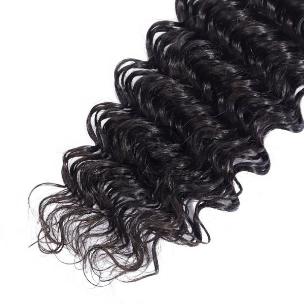 Natural Black Deep Wave Remy Human Hair Bundles Sew In Weave Bundles Brazilian Bundle Deals