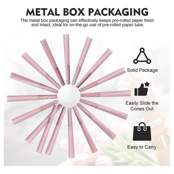 Pink 1 1/4 Size Rice Organic Cigarette Rolling Papers With Tips