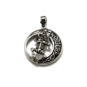 Fashion Jewelry Long Chain Round Skull Shape Stainless Steel Necklace