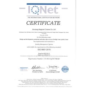 Xinxiang Magicart Cranes Co., LTD Certifications