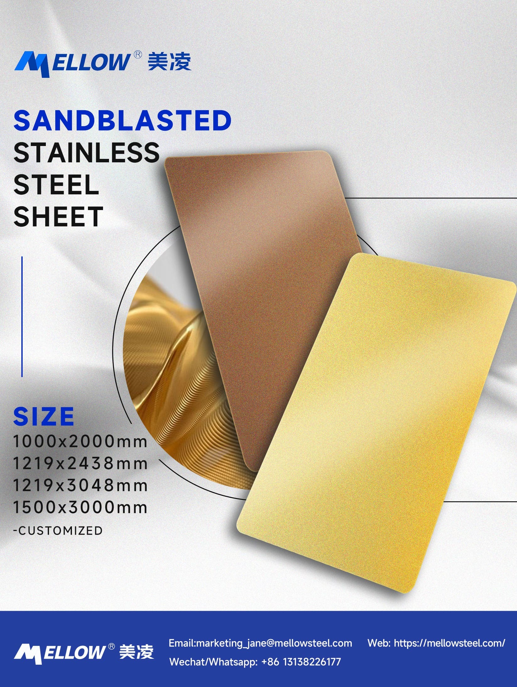 Sandblasted Rose Bright Stainless Steel Sheet 201 304 316 430