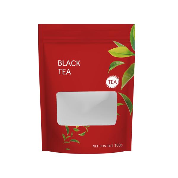 Organic Jasmine Green Tea Stand Up Zipper Pouch Transparent Window Kraft Bags 10 Packs