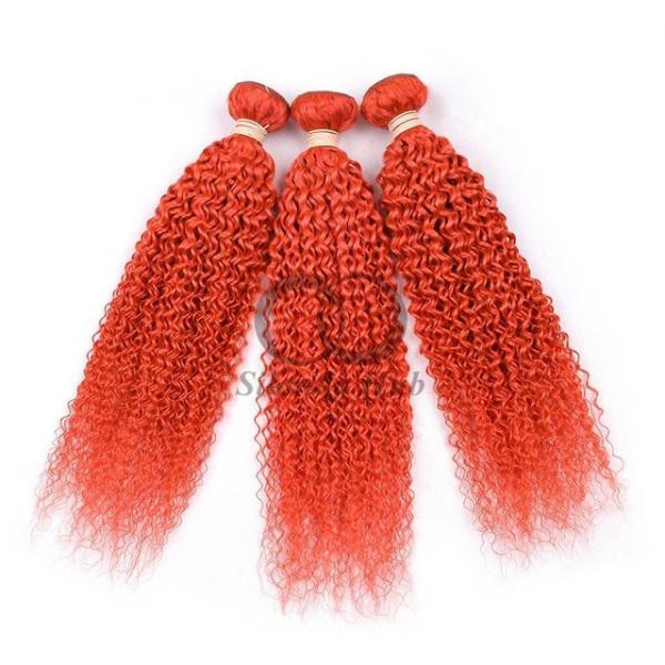 Orange Red Kinky Curly Remy Human Hair Bundles Sew In Weave Bundles Brazilian Bundle Deals