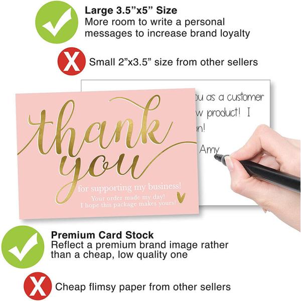 Customized 3.5x5 inches Pink Thank You for Supporting Small Business Card Appreciation