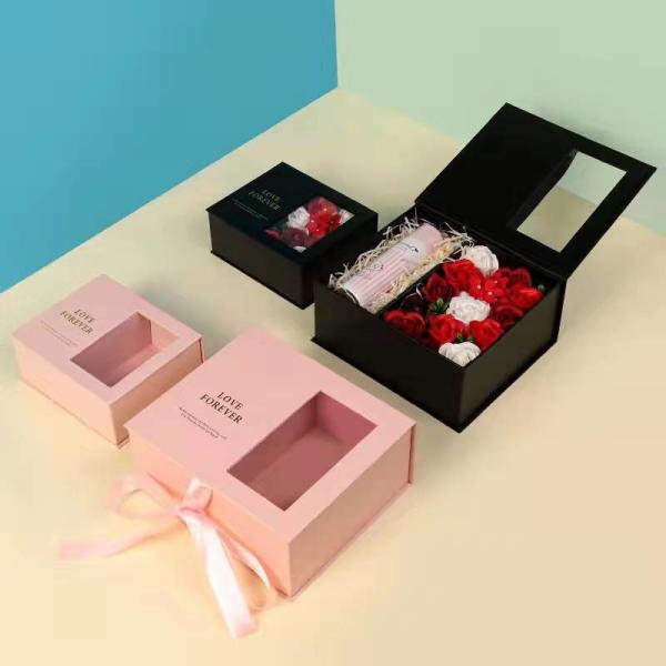 Buy Ribbon Bow Cardboard Gift Packaging Box Bulk Flower Boxes at wholesale prices