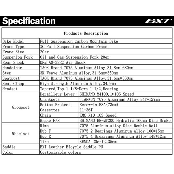 Full Suspension Carbon Mountain Bike 10 Speed Shimano Groupset For Kids