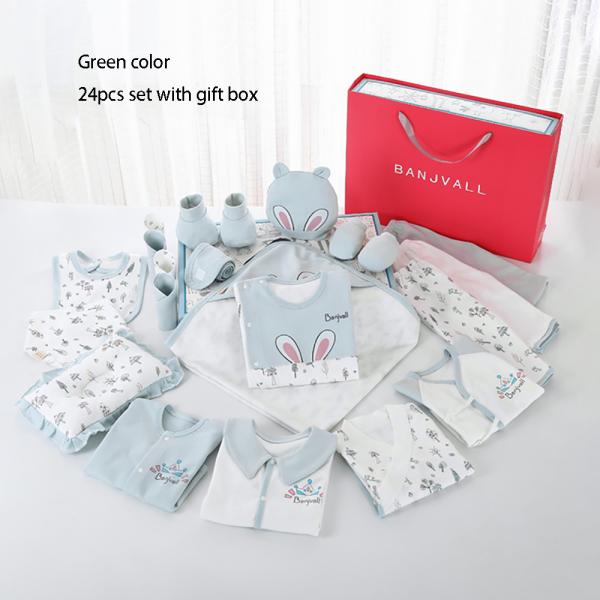 Wholesale newborn babies gift box pure cotton clothing 24pcs Layette sets casual baby clothes set for four seasons