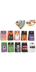60 PCs Halloween Characters Paper Treat Bags