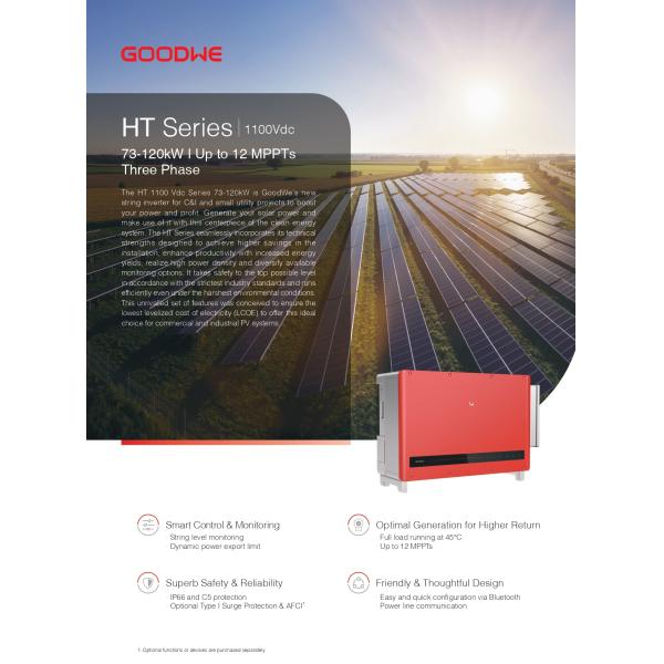 HT GW100K-HT 100kW Three phase Goodwe On Grid Inverter on grid solar inverter commercial industrial solar inverter