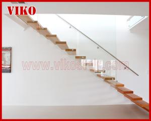 Quality Floating Staircase VK57C 304 stainless steel Tread American Oakstrip Stringer Beech StringerStainless Steel Powder for sale