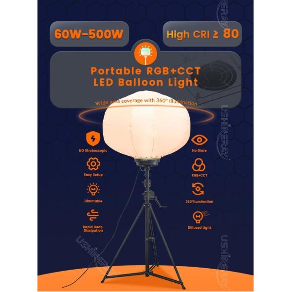 200W Mobile Lighting Tower Colorful Lighted Balloons For Party Event