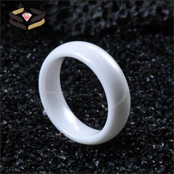 Dome Polished Wedding White Ceramic Ring Third Party Appraisal For Men Engagement