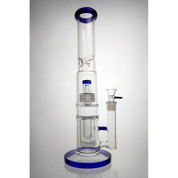 Double Headshower Glass Water Pipe For Weed Or Oil 16 Inches 5mm Thick