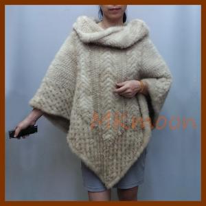 China knitted Mink fur ponch, mink fur cape -MKM105# on sale