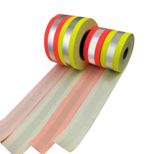 Quality Red Blue Reflective Cotton Fabric Fluo Yellow Red Blue Hi Vis Reflective Strips For Jackets for sale