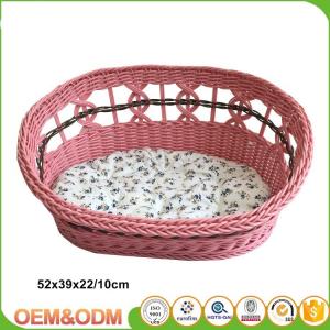 China Wicker pet basket willow dog house wicker cat bed M size with mat on sale