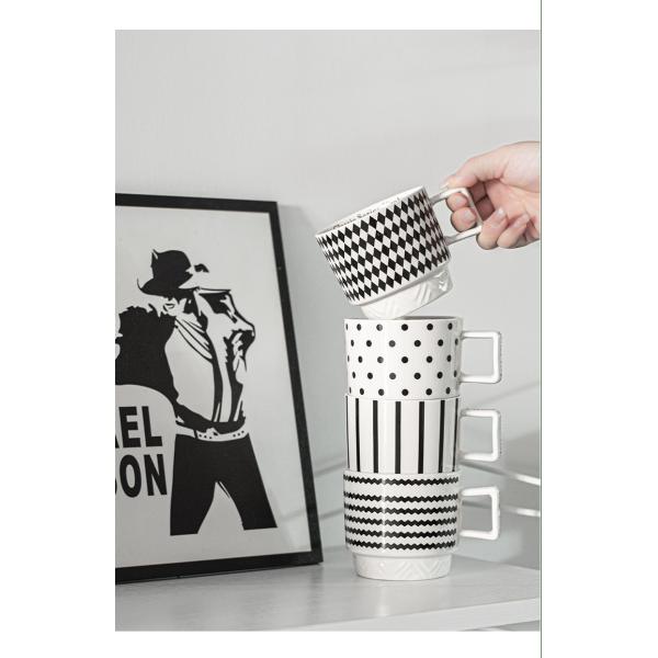 Experience The Elegance Of Black And White Ceramic Mug Coffee Cup For Business Gifts