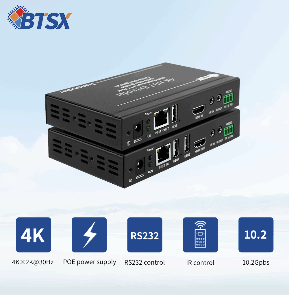 HDBaseT HDMI Extender with 4K Support 100m Transmission POE USB-KVM for Multi-Screen Project