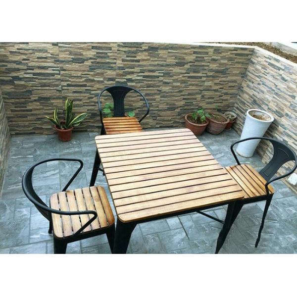 Simple Modern Solid Wooden Outdoor Furniture Balcony Table Chair Set For Leisure Cafe Bar