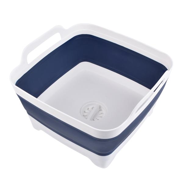 Collapsible 9L Silicone Strainer Basket Silicone Household Products Blue White