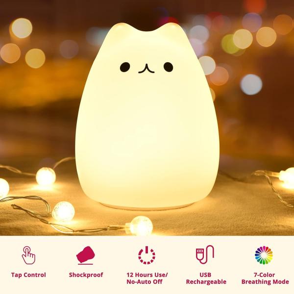 Gift Rechargeable Silicone Animal Lamp Cute Night Light Decor Dimmable 7 Colors for Kid Room