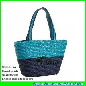 Quality LUDA wholesale striped summer lady hand bag wheat straw basket bag for sale