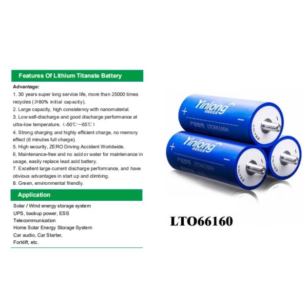 55AH Lithium Titanate Lto , 35Ah Lto 66160 Battery for Home Appliances