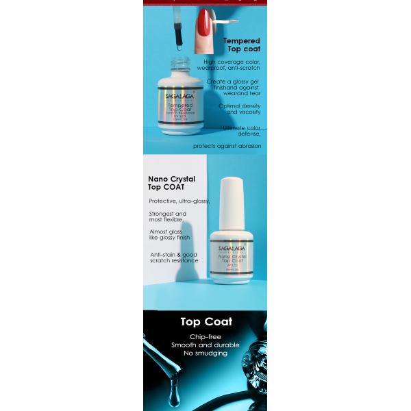 85G Long Lasting High Glossy Top Coat Rich Pigment Gel Polish Base Coat and No Wipe Top Coat Shiny Diamond Gel CPSR Certified